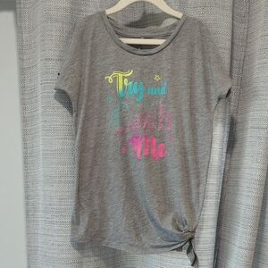 Athletic Works Gray and Yellow Short Sleeve Tee with Colorful Print